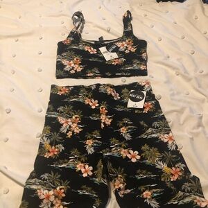 Floral Black Two-Piece Set